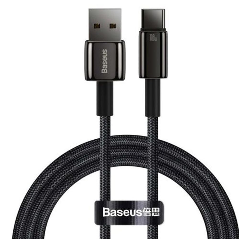 Baseus Tungsten Gold Hızlı Şarj Kablosu USB to Type-C 100W, 1m, Siyah