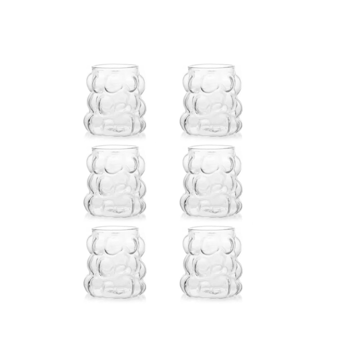 Orret Home 75 ml 6'lı Üzüm Bardak Seti, Bubble Bardak, Bulut Bardak, Kahve Yanı Sunum Bardağı, Zarif ve Şık Tasarım, İçecek Sunumları İçin İdeal
