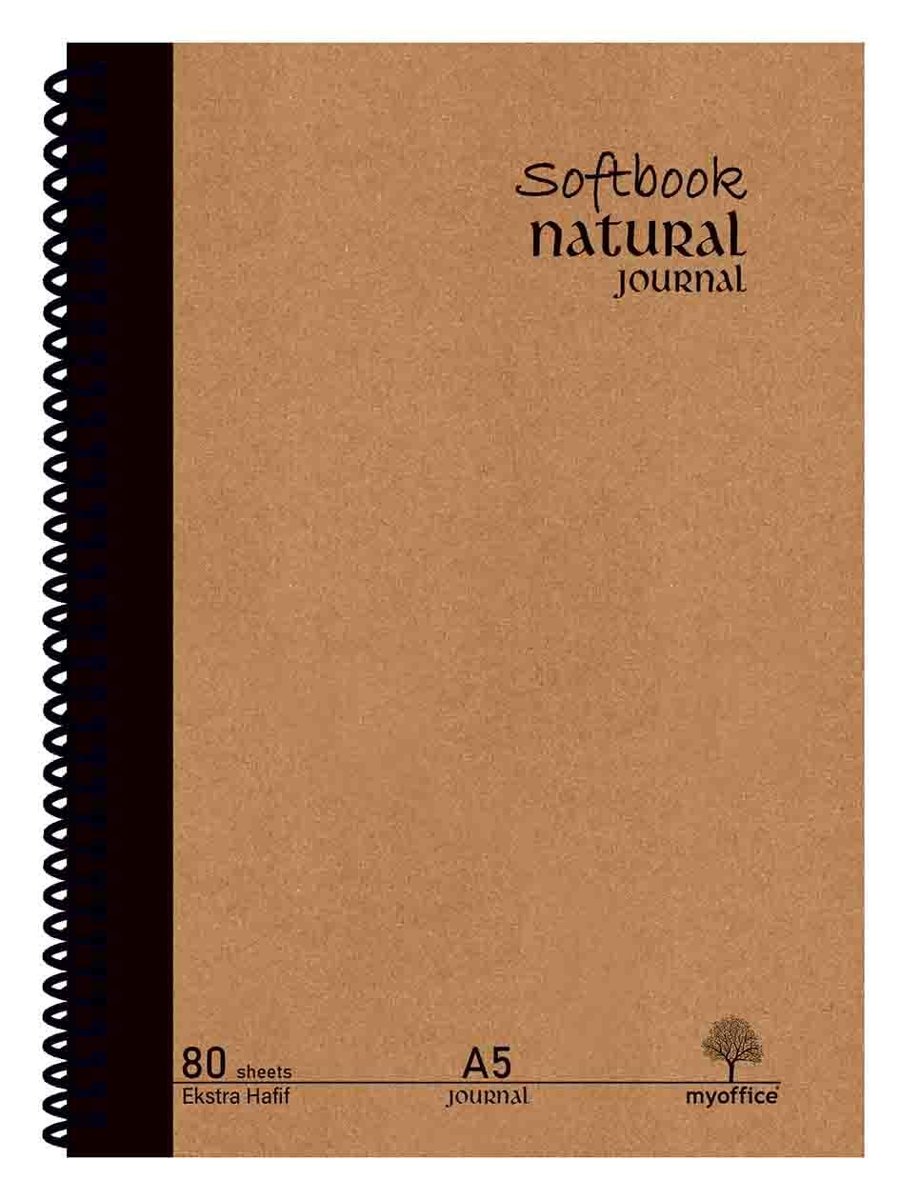 Etika Natural Journal A5 Spiralli Sert Kapak Defter – 80 Yaprak (160 Sayfa), Çizgili – Günlük, Ofis ve Hediye Kullanımı İçin Not Defteri