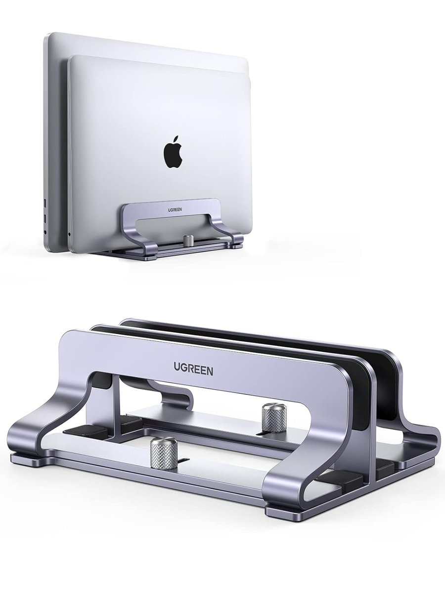 UGREEN Masa için Dikey Dizüstü Bilgisayar Standı Çift Yuvalı Dizüstü Bilgisayar Standı Tutucu Ayarlanabilir Dock Alüminyum Masaüstü Standı MacBook Air Pro, Microsoft Surface Laptop 4, LG Gram 17 ile