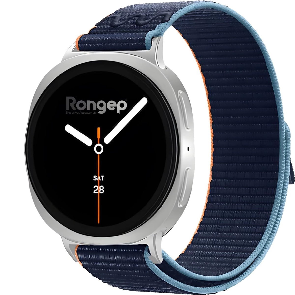 Rongep Samsung ile Uyumlu [2025] Fabric Loop Kordon Galaxy Watch 8 44mm/40mm/Classic 46mm için Hasırlı Kumaş Galaxy Watch 8 Kordon Terletmeyen Konforlu Tasarım Watch 8 Classic Kordonu (Navy Blue)