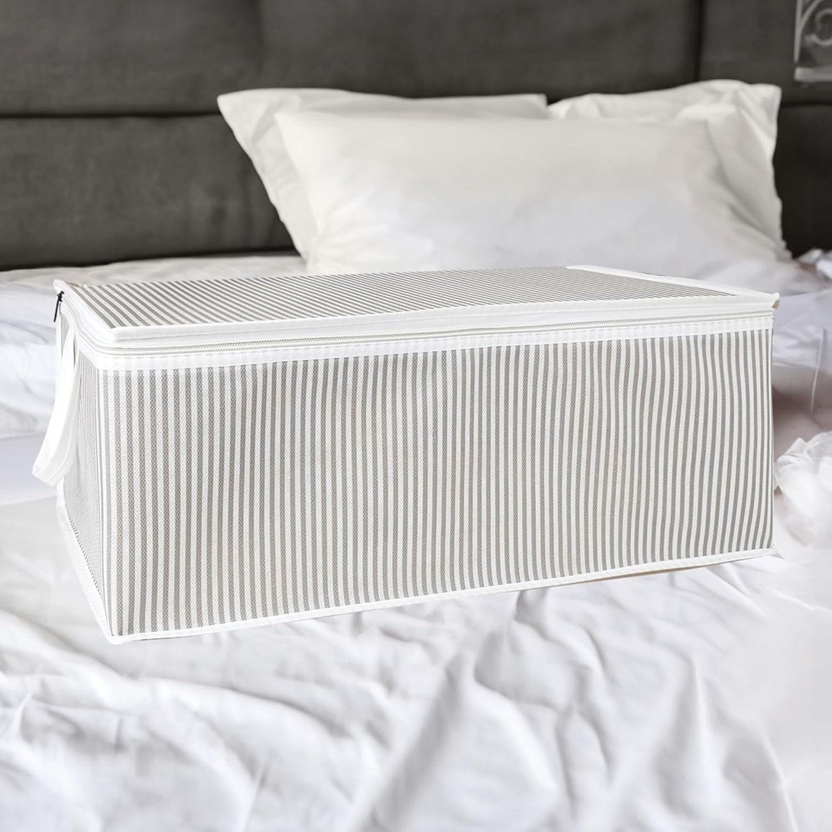 Pazar Kapısı Baza Altı Düzenleyici Kumaş Hurç Büyük Boy Organizer (65 x 45 x 22) (3 Adet Gri Büyük Boy)