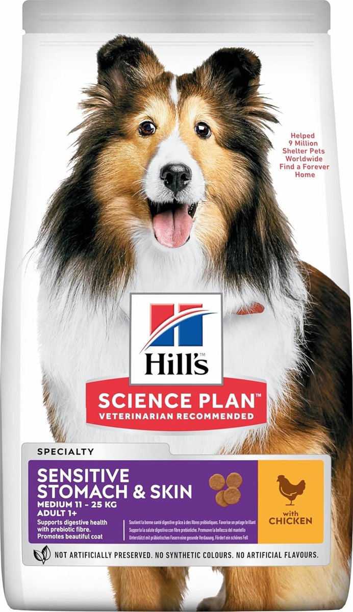 Hill's SCIENCE PLAN Hassas Deri & Mide Yetişkin Orta Irk Tavuklu Köpek Maması 2.5 kg