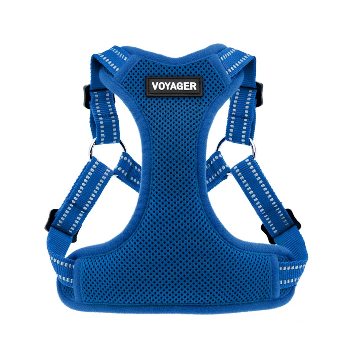 Voyager by Best Pet Supplies - Reflektif 3M Şeritli Tamamen Ayarlanabilir Basamaklı Ağ Koşumu - Kraliyet Mavisi (Uyumlu Kesim), Orta (213-RBW-M)