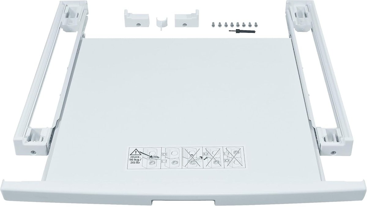 Siemens WZ20400 / Çamaşır kurutma makinesinin çamaşır makinesine güvenli bir şekilde sabitlenmesi için çekmeceli bağlantı seti / 57,4 × 59,6 × 4,2 cm (U × G × Y)