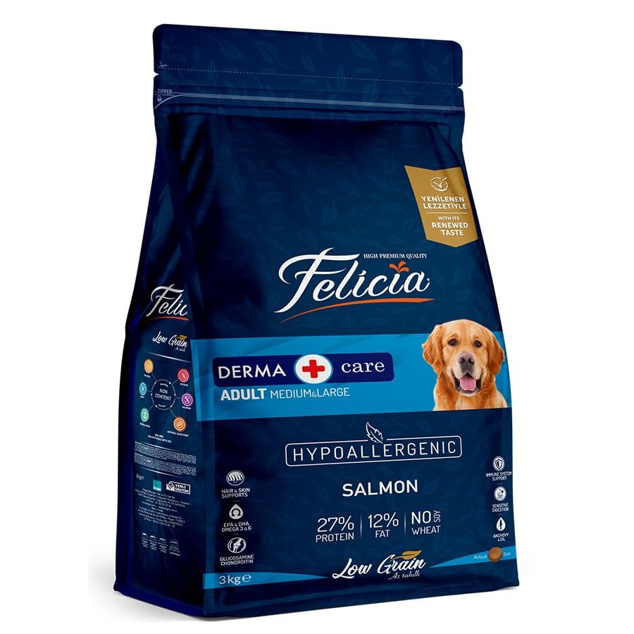 Felicia Düşük Tahıllı Hipoalerjenik Somonlu Orta Ve Büyük Irk Yetişkin Köpek Maması 3kg