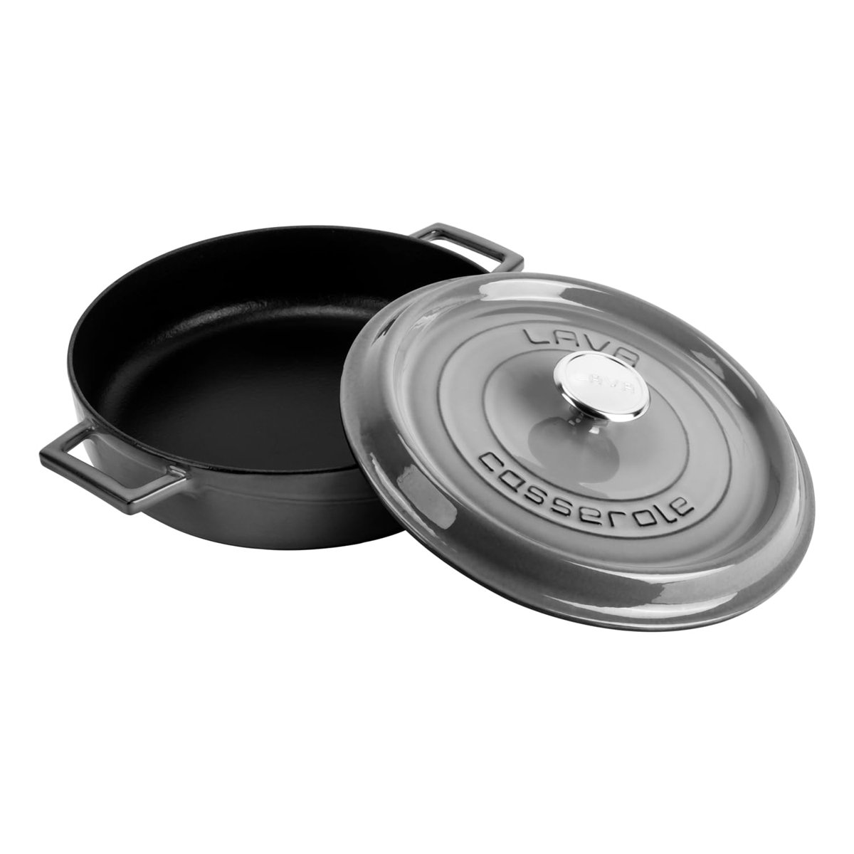 Lava Metal Premium Serisi - Döküm Çok Amaçlı Tencere, Yuvarlak, 28 cm, Majolik Gri