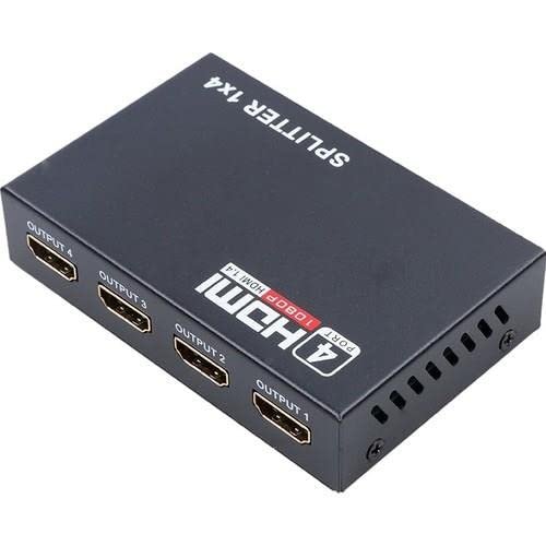 PrimeX PX-5004 4 Port HDMI Splitter, 1 Giriş 4 Çıkış Adaptörlü HDMI Çoklayıcı, 1080P 2K 4K FHD 3D Görüntü Dağıtıcı, PC Laptop Uydu Alıcı PS5 Xbox DVR NVR TV Box İçin Aynı Görüntü Ekran Çoğaltıcı