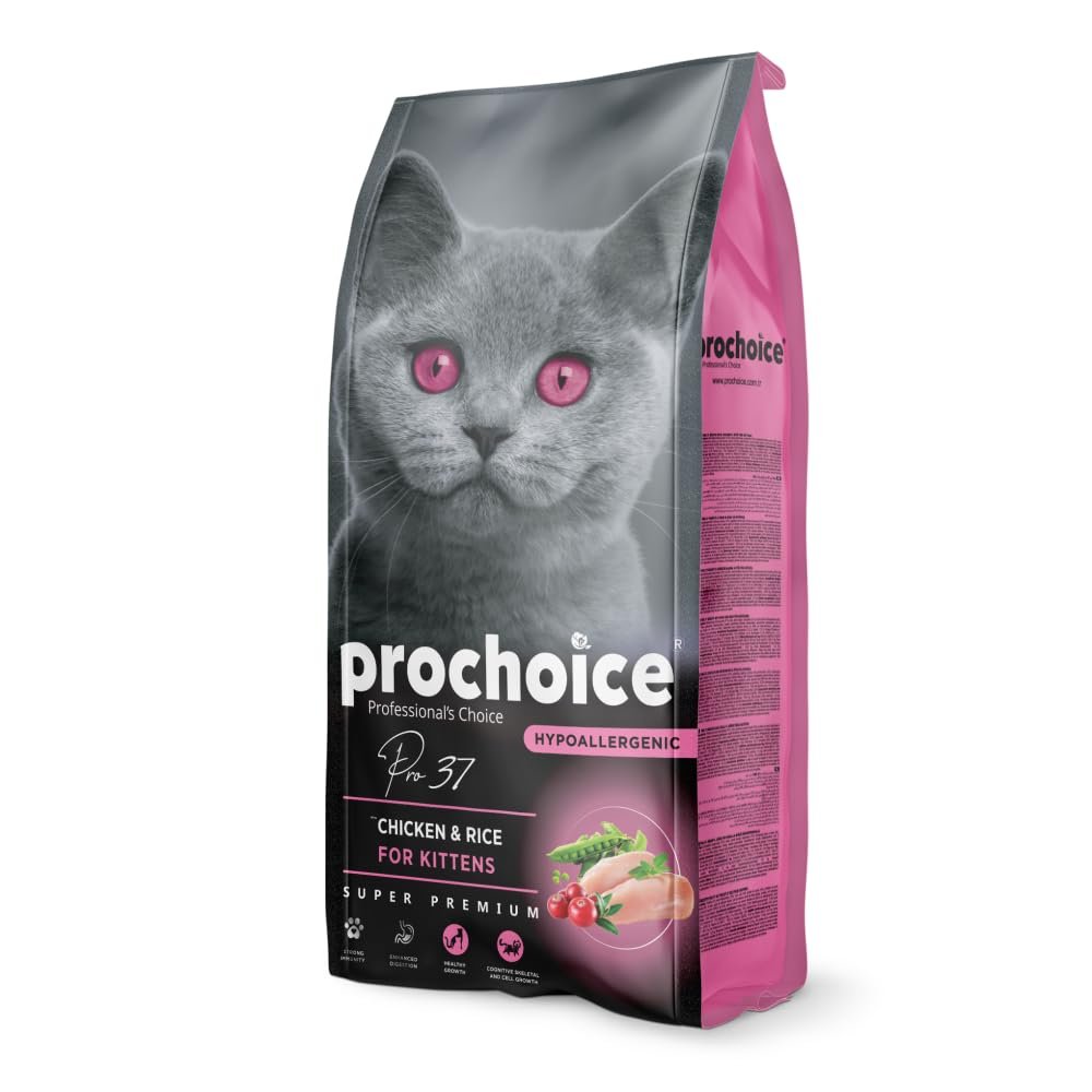 Prochoice Pro 37 Yavru Kediler İçin, Hipoalerjenik, Tavuk Etli ve Pirinçli Kuru Mama, 15 kg