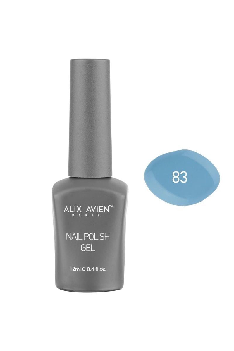 ALIX AVIEN Mavi Gri Kalıcı Oje 83-Yoğun Renk Veren Jel Oje 12 ml-Nail UV Gel Polish 83