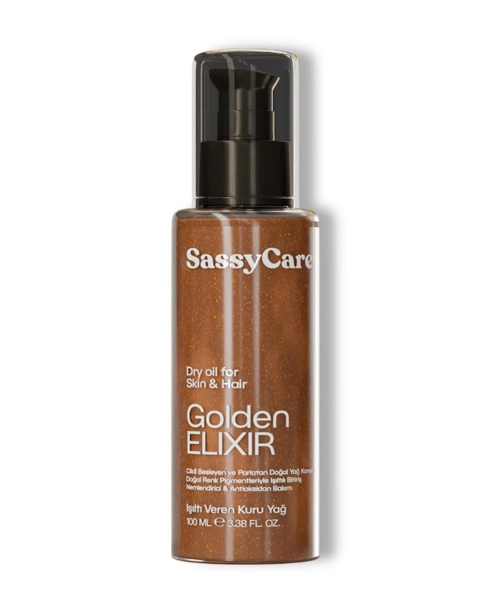 SassyCare Kuru Yağ Golden Elixir Cilt, Saç ve Vücut İçin Işıltı Veren Besleyici Bakım Yağı 100 ml