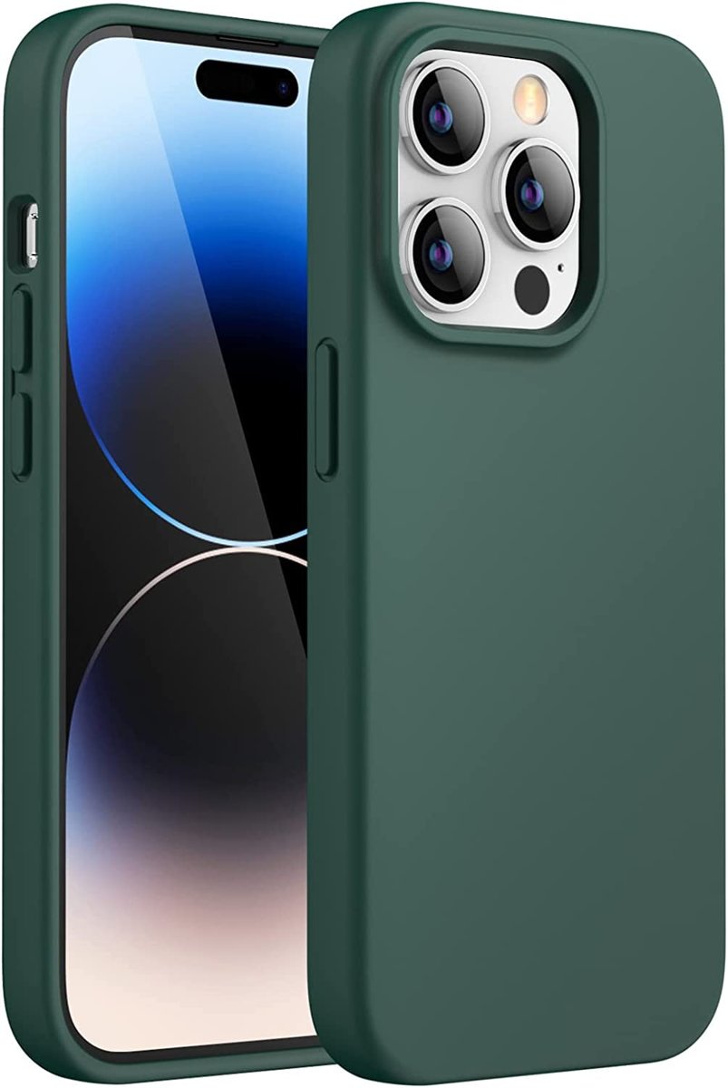 GGM GİYİM & AKSESUAR iPhone 14 Pro Max ile Uyumlu İçi Kadife Dışı Mat Yapıya Sahip Koruma Sağlayan Lansman Silikon Kılıf (Yeşil)