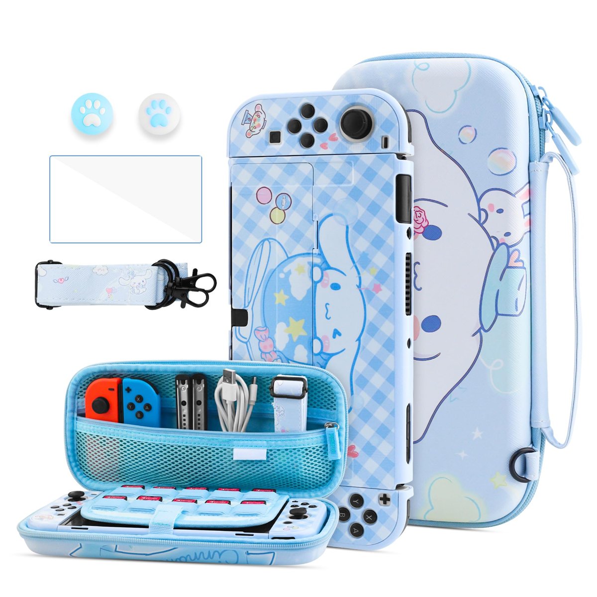HYPERCASE Blue Dog Carrying Case for Nintendo Switch OLED, Cute Travel Accessories Bag for Switch OL
