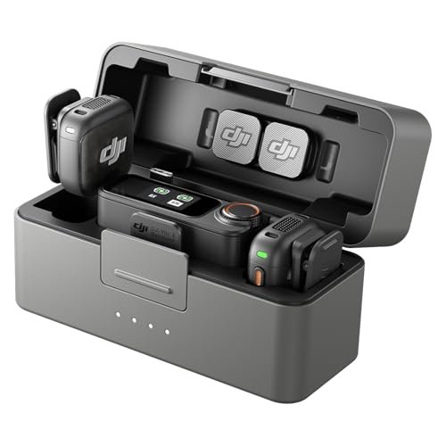 DJI Mic 3 (2 TX + 1 RX + Şarj Kutusu), iPhone/Kamera/Android için Kablosuz Mikrofon, Ultra Hafif, De