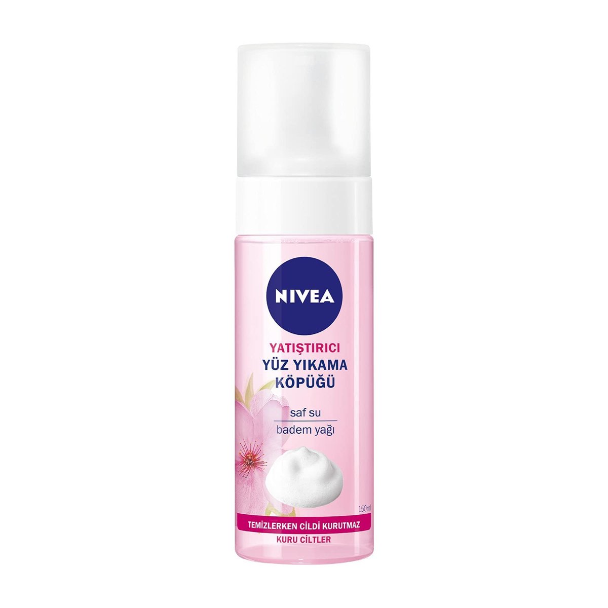 NIVEA Yüz Yıkama Köpüğü Yatıştırıcı 150 ml, Kuru Ciltler, Derinlemesine Yüz Temizleme, Doğal Badem Y