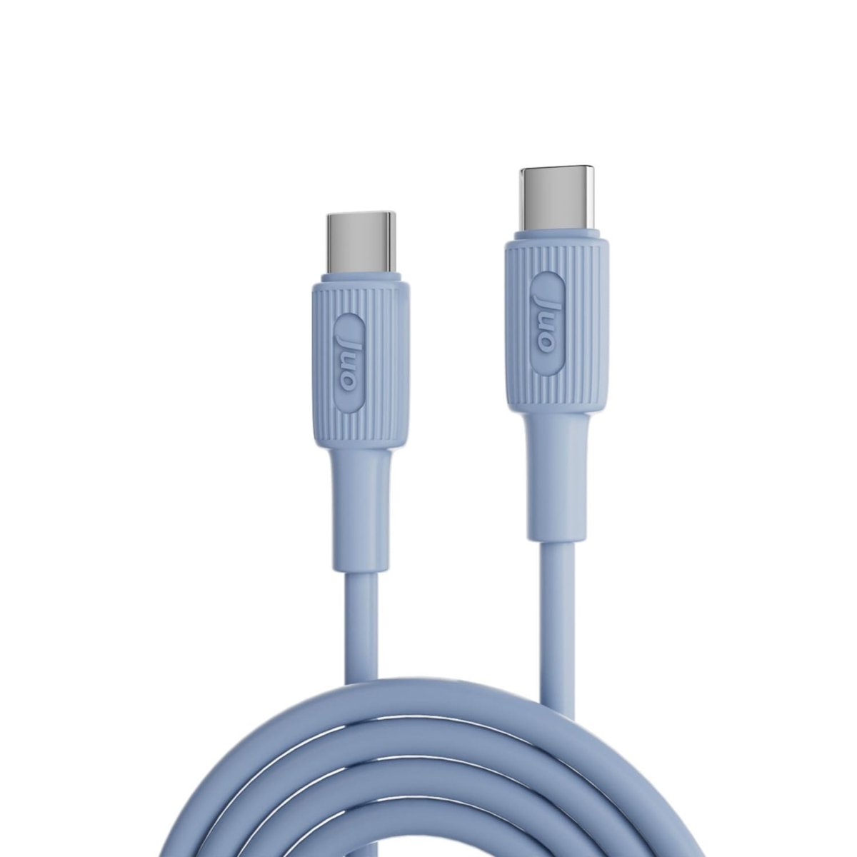 Juo 60W USB Type-C to Type-C Silikon Hızlı Şarj ve Data Kablosu Mavi 1 Metre