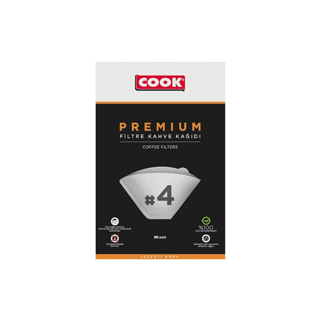 Cook Premium Filtre Kahve Kağıdı, Ebat 4, 80 Adet