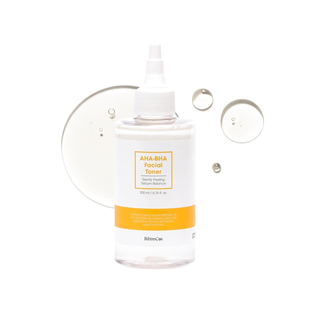 BibimCos Yüz Toniği AHA-BHA Peeling ve Arındırıcı Tonik, Pürüzsüz, Işıltılı Ciltler İçin Nazik Cilt Bakımı, Sebum Dengesini Korur, 200 ml
