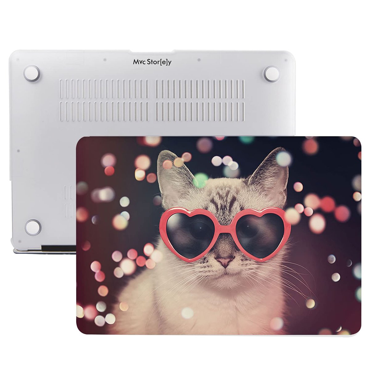 McStorey MacBook Pro 13 Kedi Desenli Kılıf A1706 A1708 A1989 A2159 A2251 A2289 A2338 M1 M2 Uyumlu TPU Sert Kılıf İnce Hafif Koruyucu Kapak Pembe