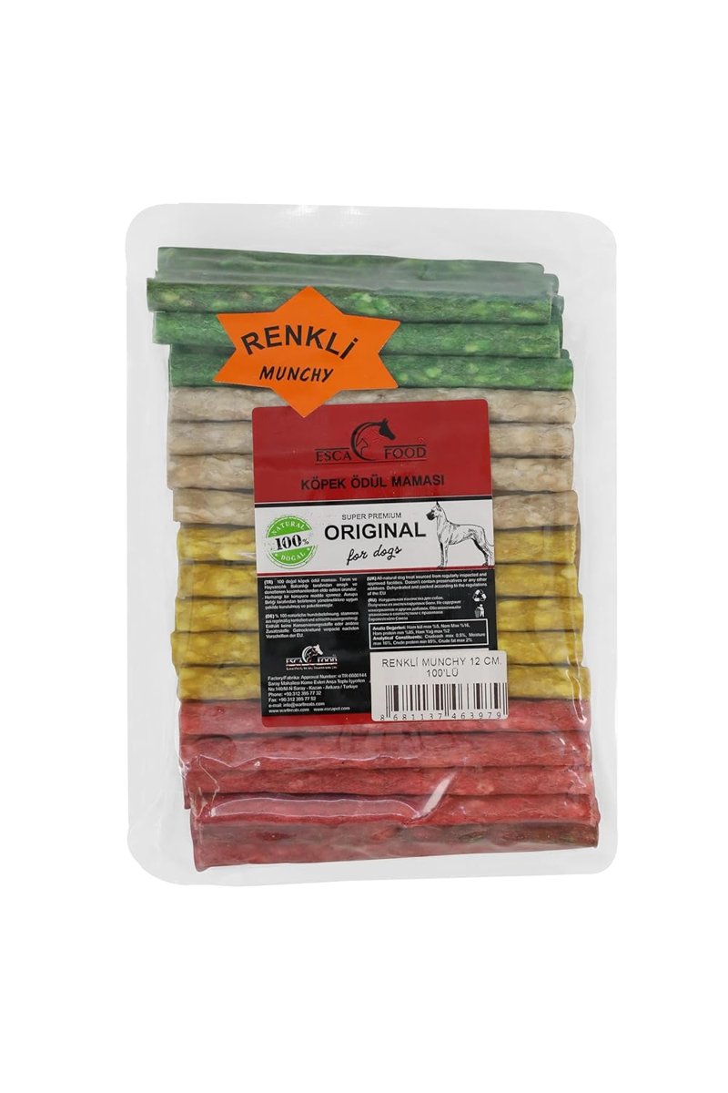 Esca Food Munchy Çubuk Renkli İnce 12 Santimetre 100'lü Köpek Ödül Maması