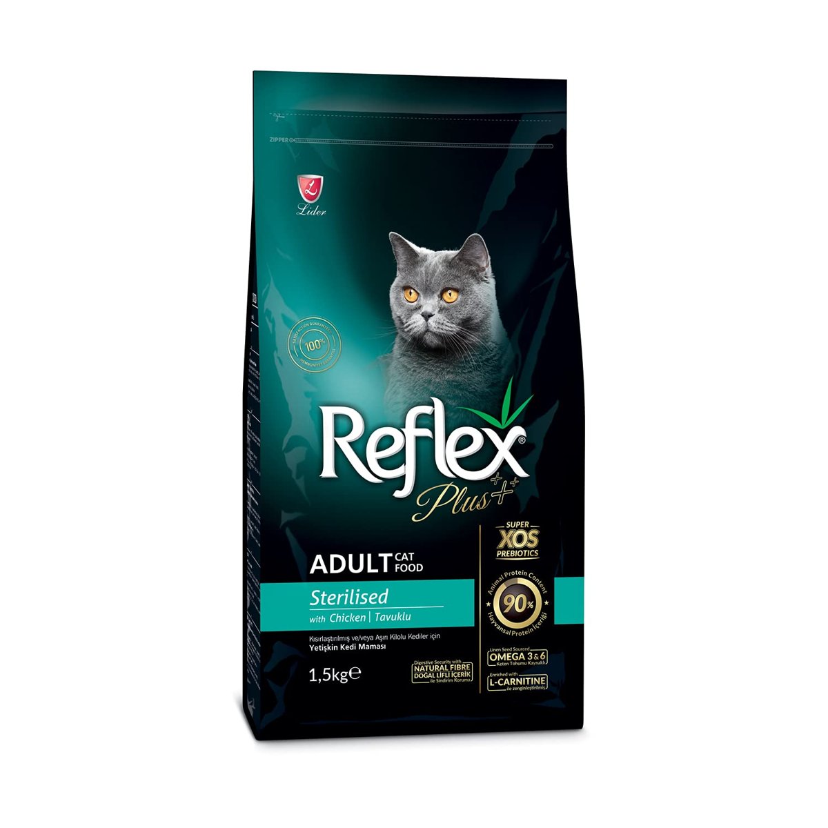 Reflex Plus Kısırlaştırılmış Yetişkin Kediler için Tavuk Etli Kedi Maması, 1.5 Kg