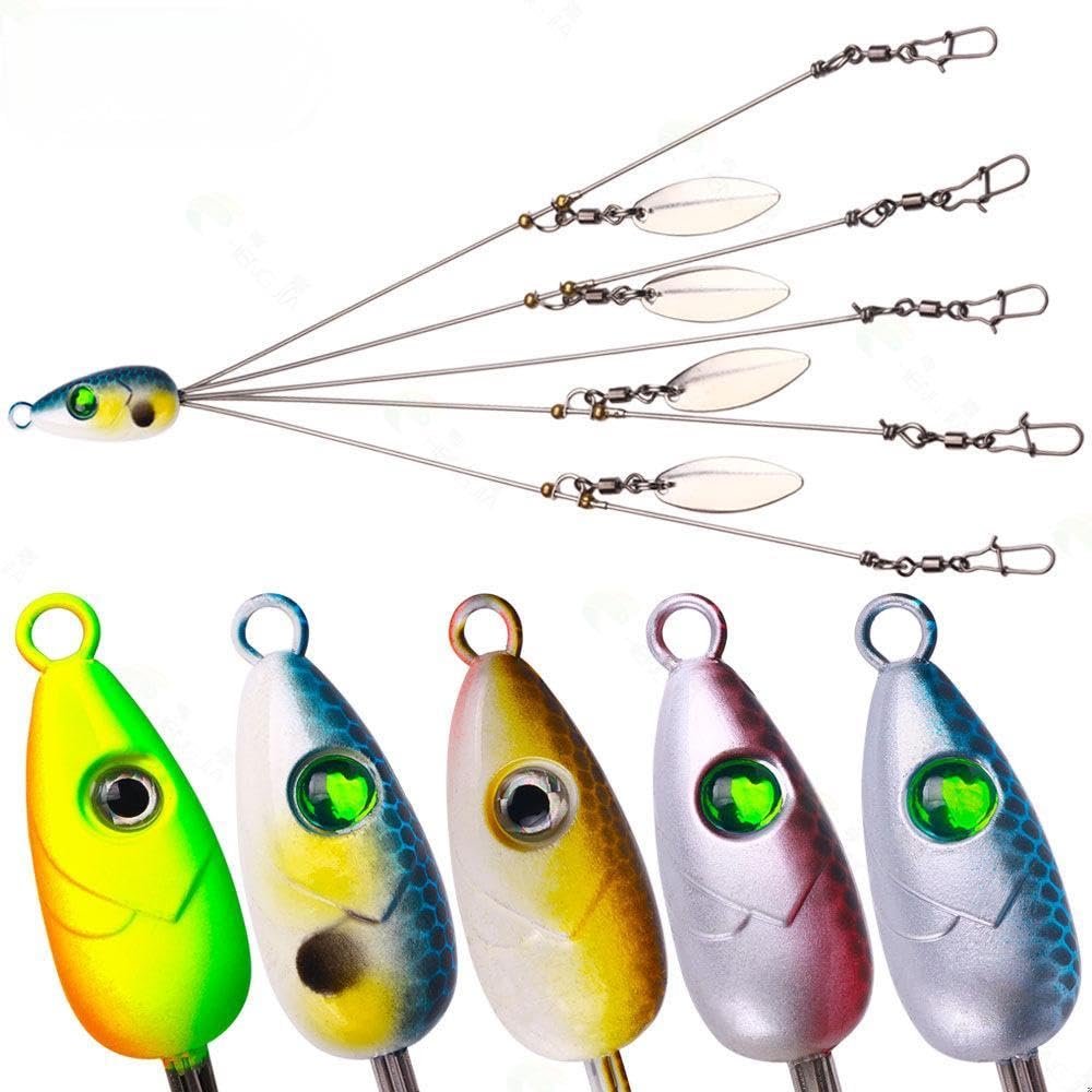 Valkyrie 5'li Alabama Rig 5 Kollu Fırdöndülü Levrek Şemsiyesi 16.8g 22cm – Spinner Kaşıklı Sahte Yem Sistemi