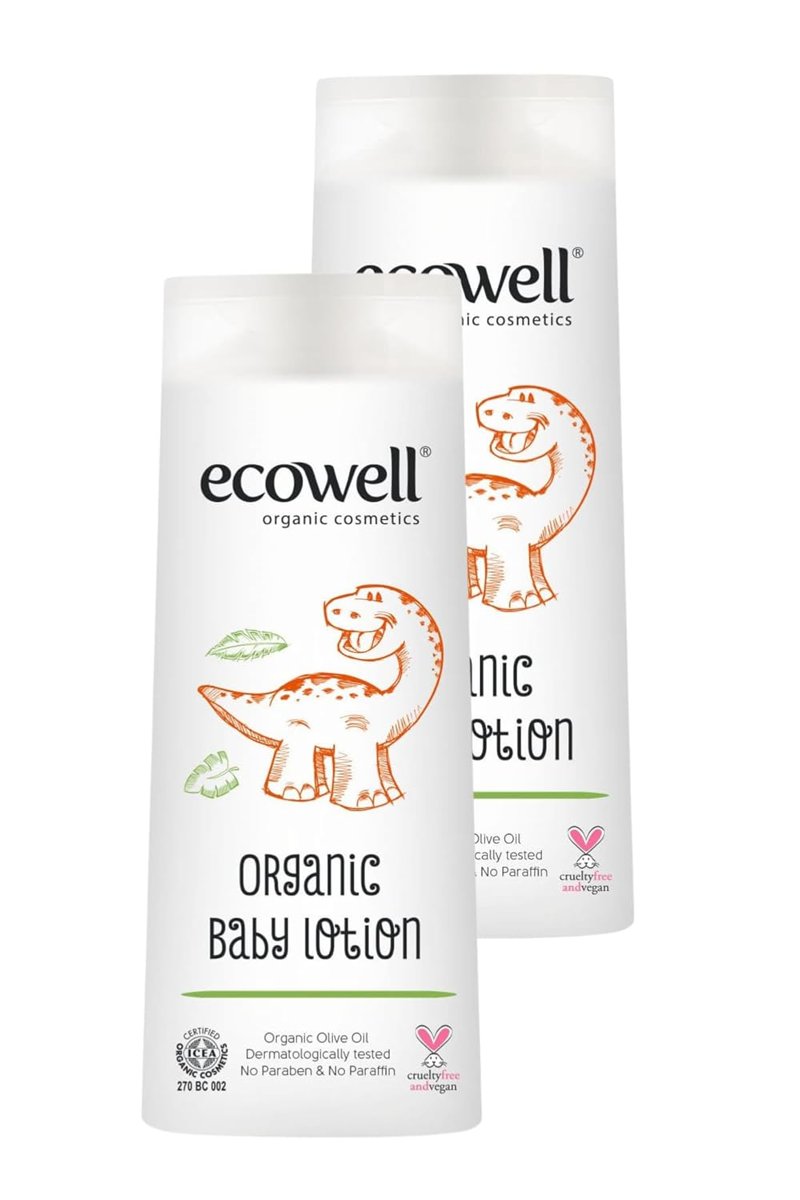 Ecowell Bebek Yüz  Vücut Losyonu Organik  Vegan Sertifikalı Nemlendirici Krem Parabensiz 2X300ml