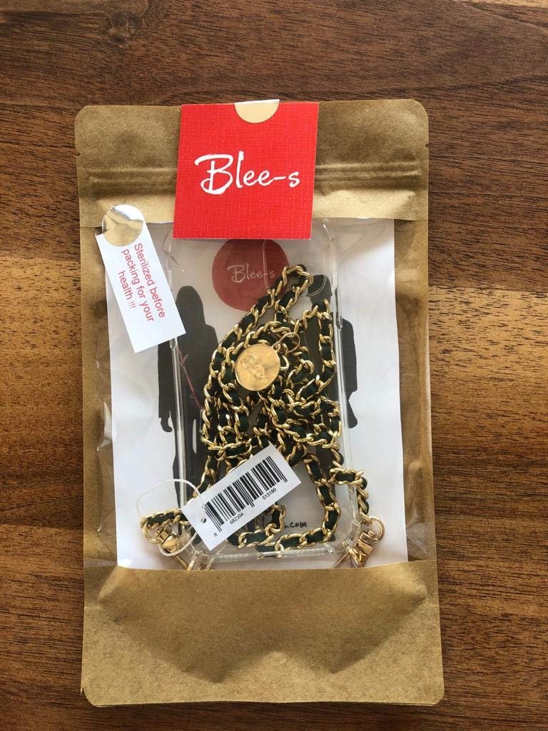 Blee-s/AURORA /Yeşil Deri Şeritli Zincir Askılı Cep Telefonu Kılıfı (Silver ZincirAksesuar) (iPhone