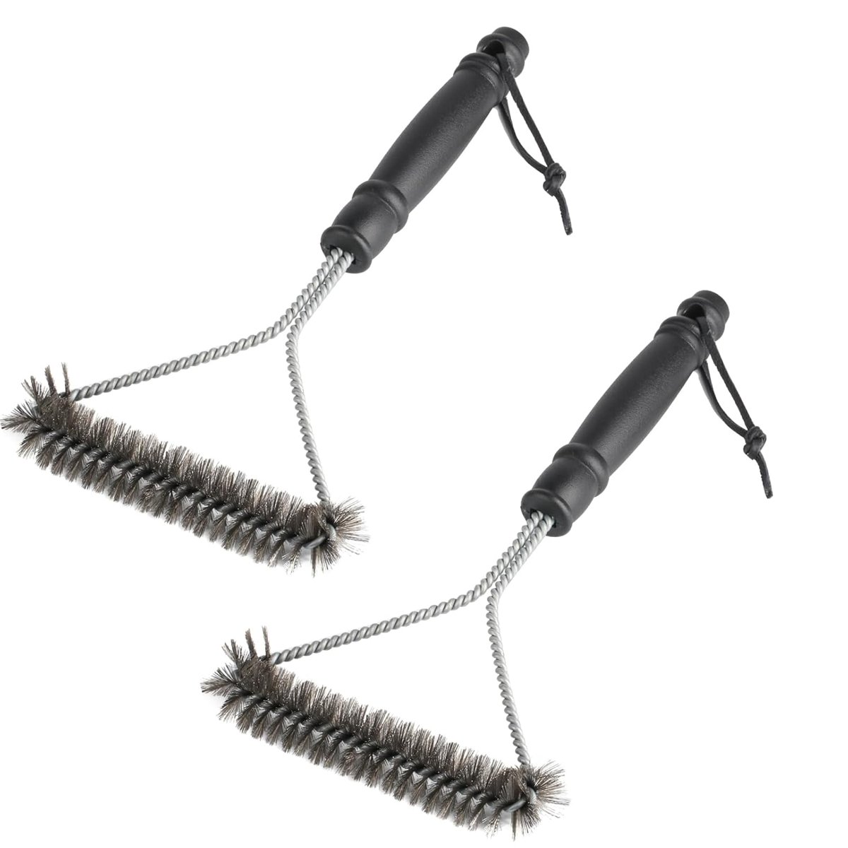 Bbtcxjs 2 adet ızgara fırçası, ızgara fırçası, 30 cm paslanmaz çelik ızgara temizleme fırçası, üçgen 360° ızgara, tel fırça, kömür mangalı için mangal aksesuarı, küre ızgara, temizleyici fırça