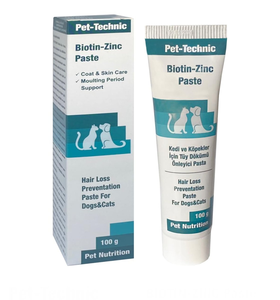 Pet-Technic Biotin Zinc Paste – Kedi ve Köpekler İçin Deri ve Tüy Bakımını Destekleyen Biotin  Çinko İçerikli Takviye Macunu – 100g