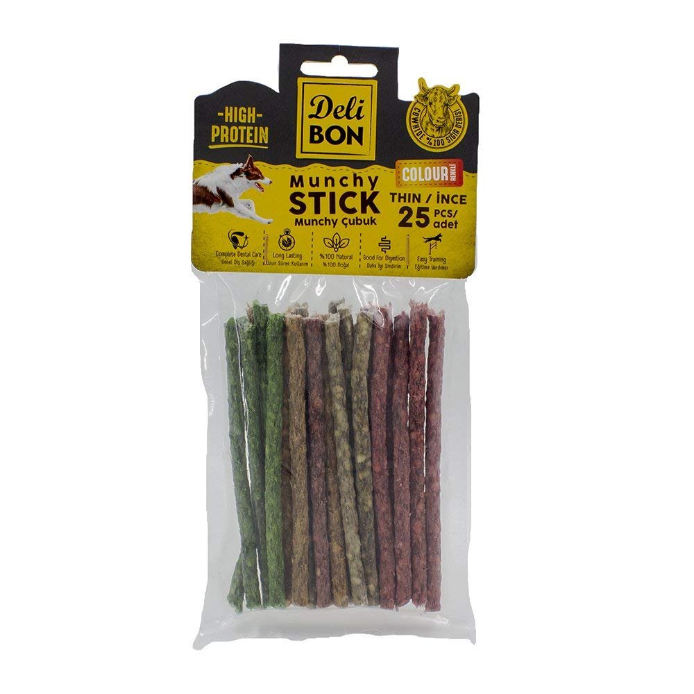 Doggie Delibon Deriden Munchy Çubuk Karışık Renk, Thınx25Pcs, Çok Renkli