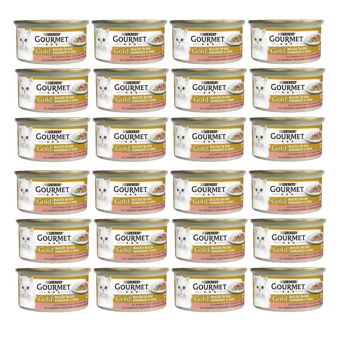 Gourmet Gold Parça Etli Soslu Somonlu ve Tavuklu Kedi Konservesi 85 Gr x 24 Adet