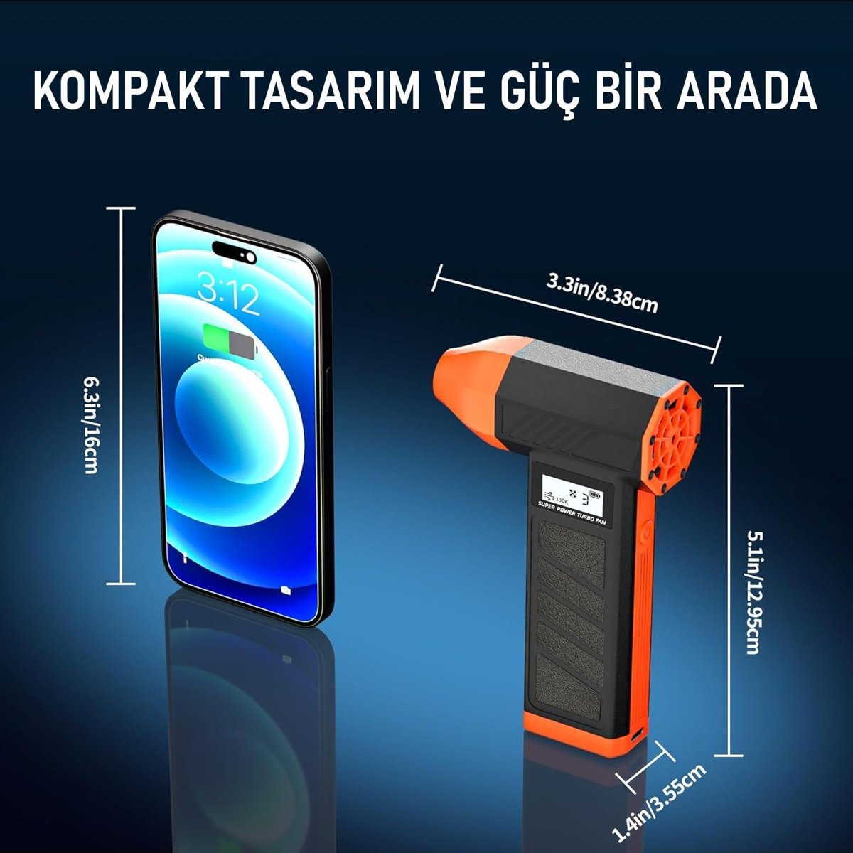 Valkyrie Şarjlı 130000 RPM Elektrikli Hava Üfleyici 184W Güçlü Toz Temizleyici 4 Kademeli Hız Şarjlı
