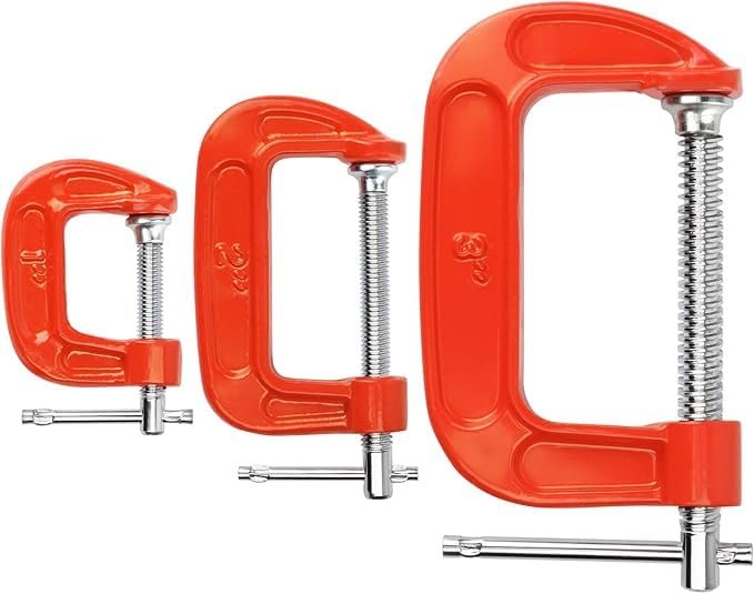AEE® 3’lü Mini C Tipi İşkence Mengenesi Seti – 25 mm, 50 mm, 75 mm | Karbon Çelik Gövde, Döküm Metal Sıkıştırma Aparatı | Ahşap, Metal, Hobi ve Atölye Kullanımı İçin