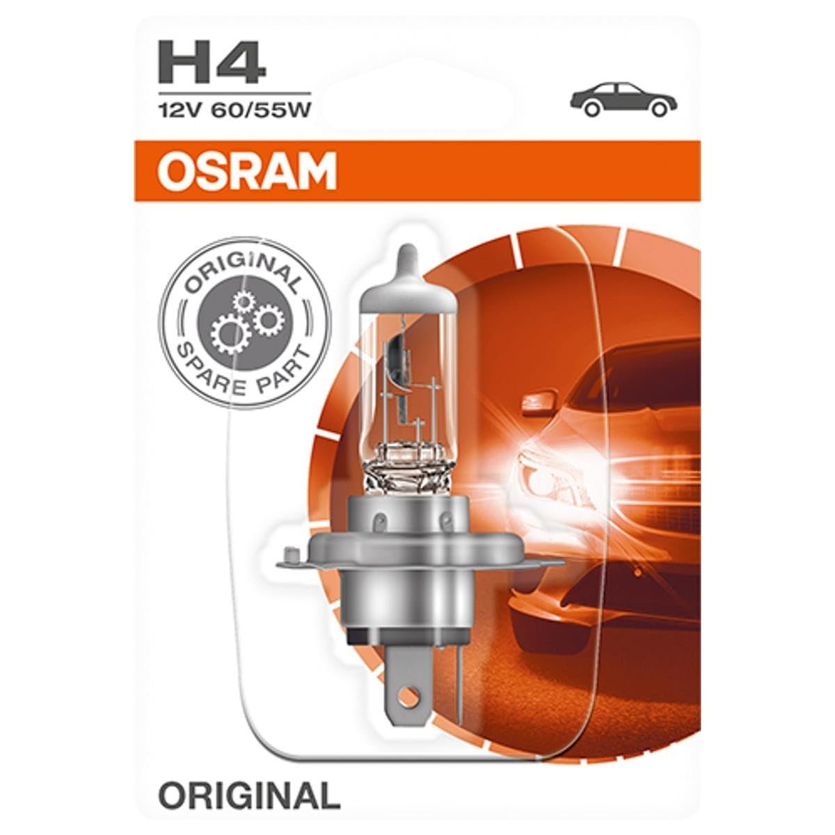 Osram H4 Orijinal Halojen Far Ampulü, Tekli Paket 12V 60/55W, Tek Ampul Made in Germany