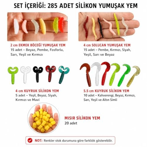 Valkyrie 285 Parça Silikon Sahte Yem Seti Kutulu Profesyonel Balıkçılık Takımı