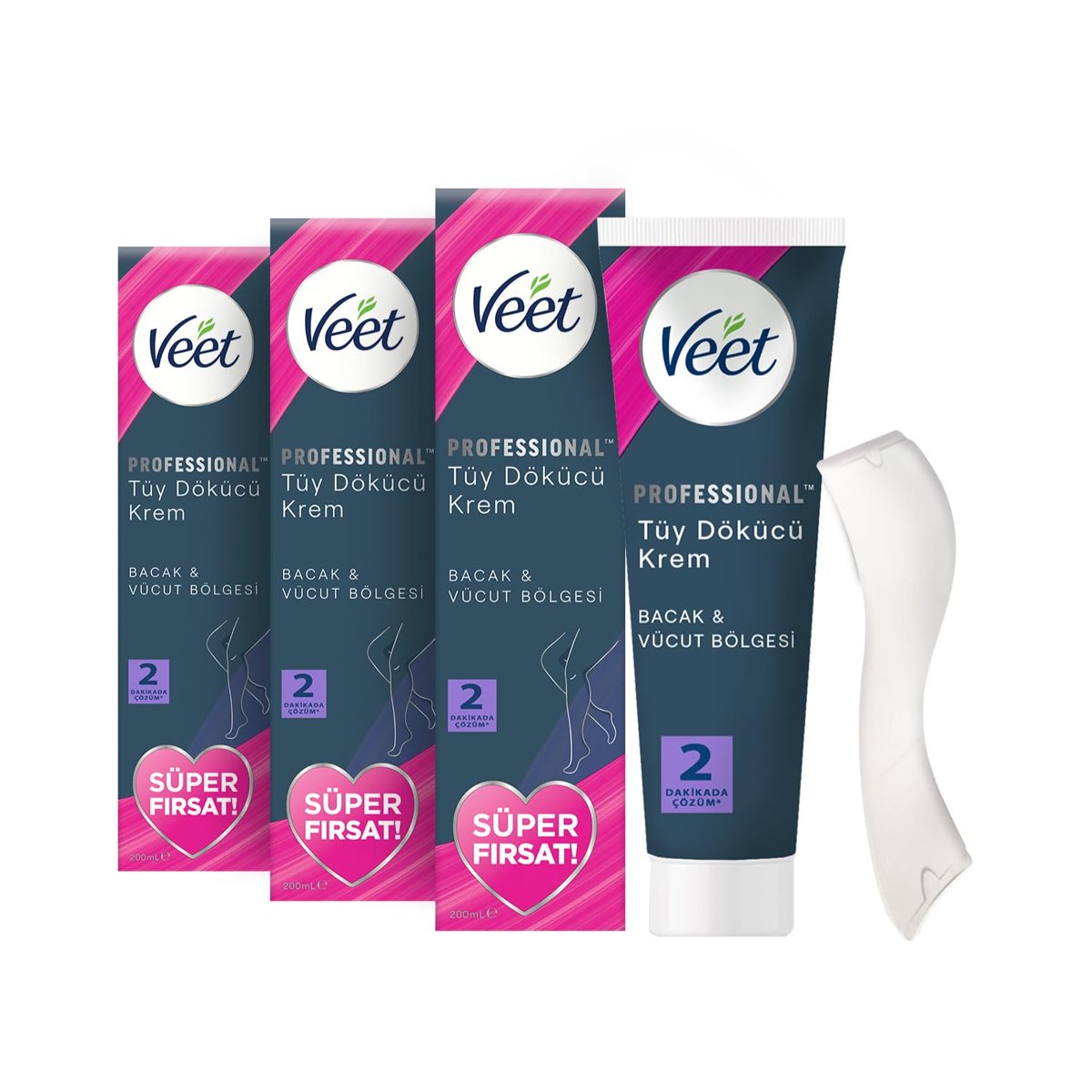 Veet Professional Tüm Cilt Tipleri İçin Tüy Dökücü Krem, 600ml Süper Fırsat Paketi (3 x 200 ml)
