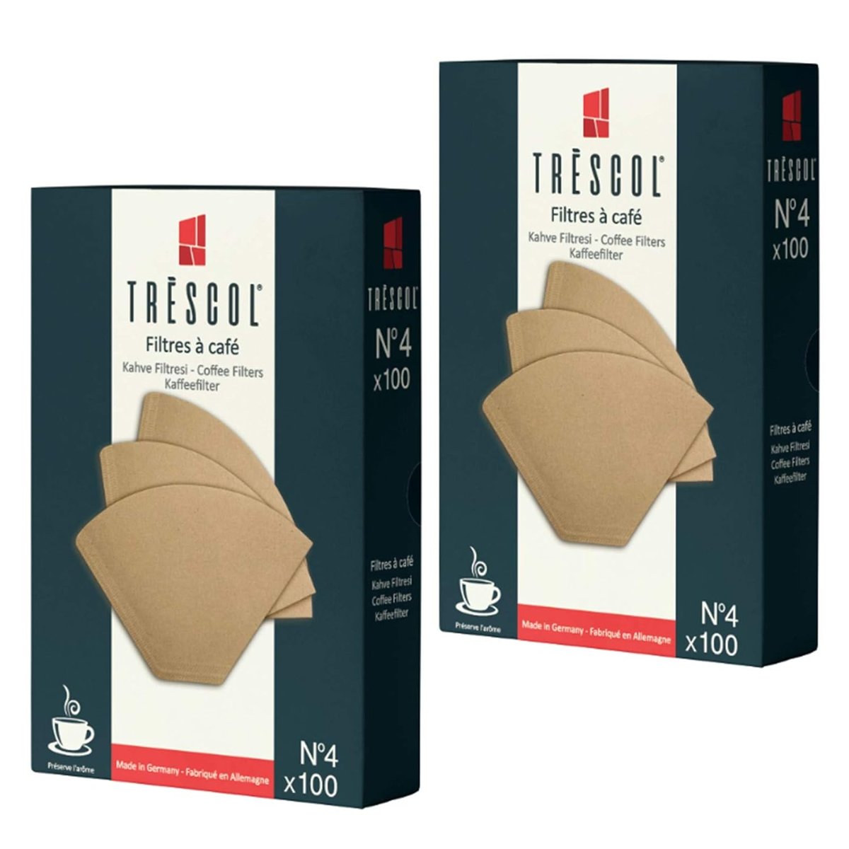 Trescol Genel Kahve Filtresi 4 Numara (Büyük Boy) Naturel Kağıt 2X100 200'lü Paket