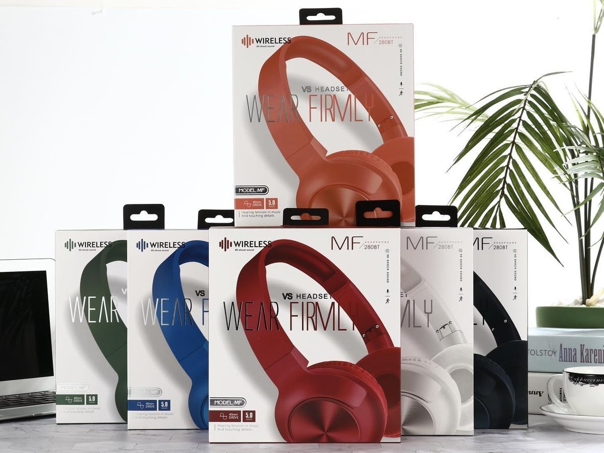 Wireless MF-280BT Bluetooth 5.0 Kablosuz Kulaklık, Çok Renkli Seçenekli (Siyah, Kırmızı, Beyaz, Mavi, Yeşil, Pembe), Stereo Ses Özellikli Kulak Üstü Model