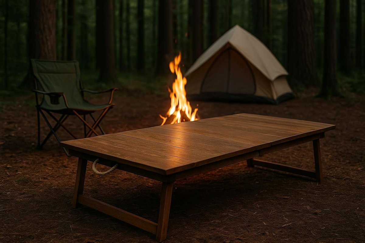 pratikoutdoor Katlanır Sabit Ayaklı Kamp, Piknik ve Bahçe Masası 70x120 cm - Ceviz Renk