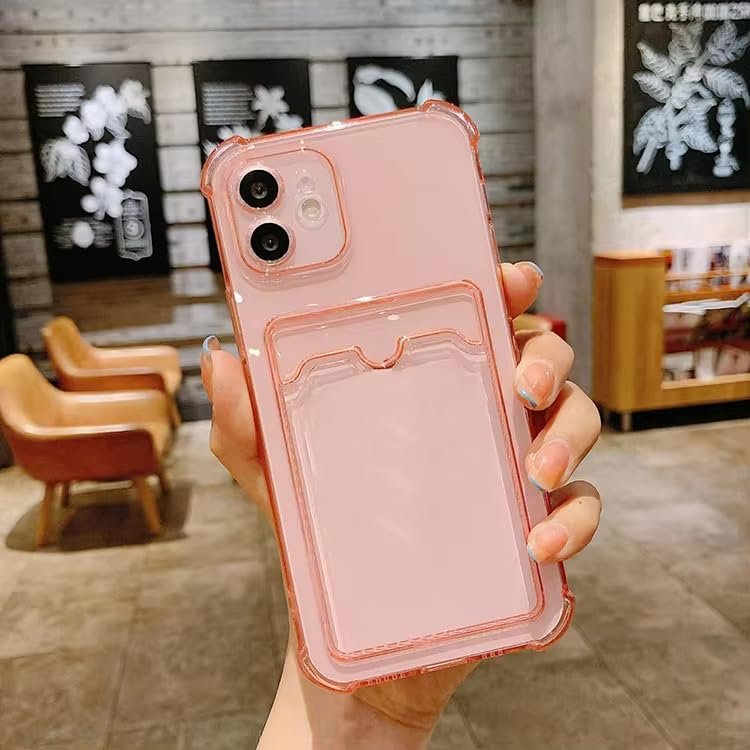 GGM GİYİM  AKSESUAR iPhone 12 ile Uyumlu Şeffaf Yapıya Sahip Arka Ksımında Kartlık Bölmeli Kolay Kul