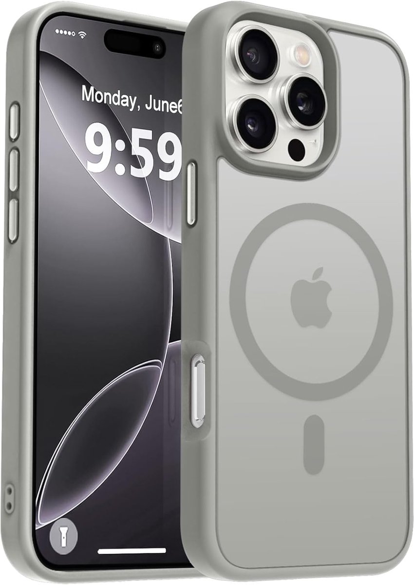 URUCHI Güçlü Manyetik Telefon Kılıfı, [Mag-Safe ile Uyumlu] [Askeri Düzey Düşme Koruması] [Güçlü Silikon Kenarlar] İnce Yarı Saydam Mat Koruyucu Kılıf (Gri, iPhone 13 6,1 inç)