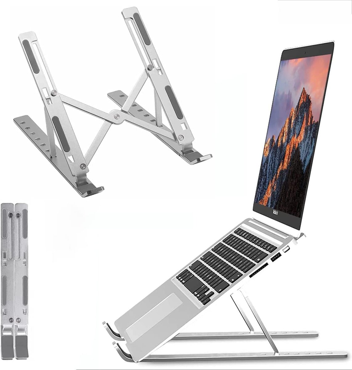 Taşınabilir Kılıflı Laptop Standı Alüminyum Notebook Tablet Stant Kaymaz Metal Dizüstü Bilgisayar St