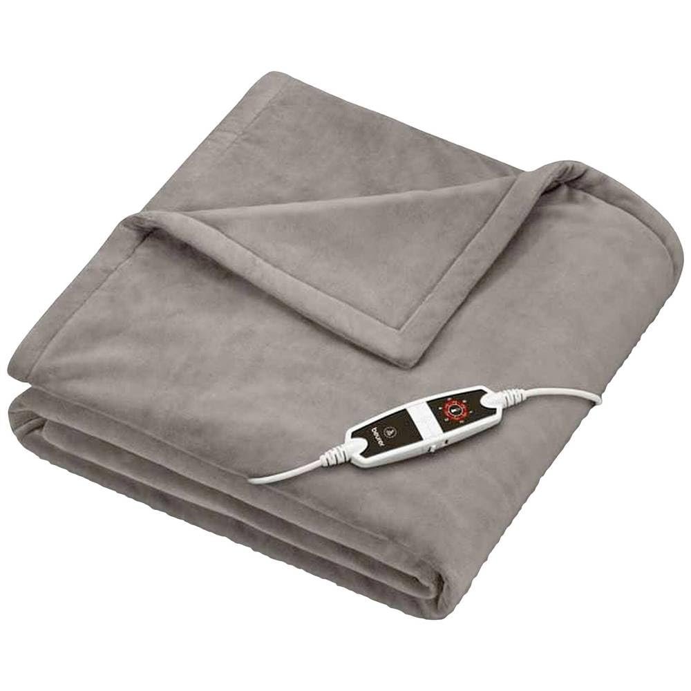 Beurer HD 150 XXL elektrikli battaniye, otomatik kapanmalı elektrikli battaniye, 200 x 150 cm, 6 sıcaklık kademesi, makinede yıkanabilir, yumuşak battaniye, boz kahverengi