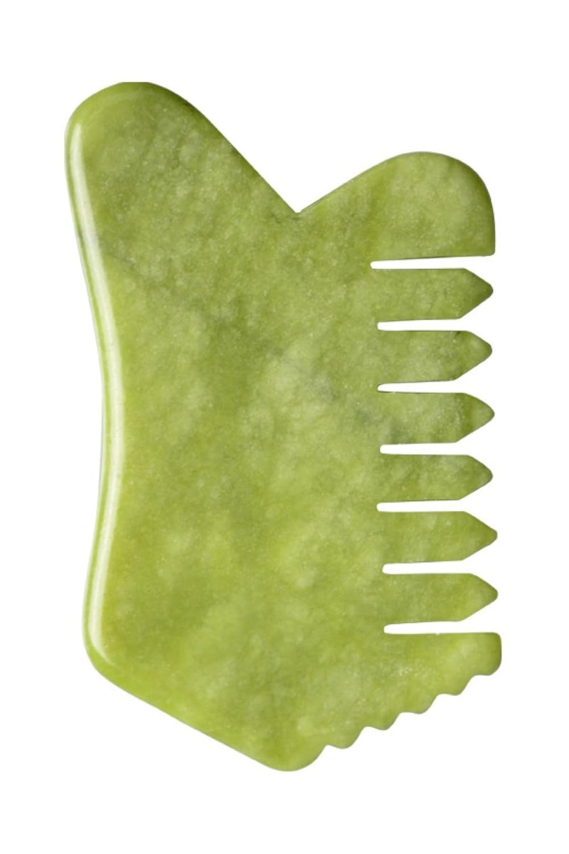Fulia Elegance Çok Amaçlı Yeşim Taşı Pro Gua Sha Tırtıklı Masaj Aleti Doğal Taş Tarak Jade Gua Sha Jade Hair Comb Saç, Yüz ve Cilt Bakımı Aleti