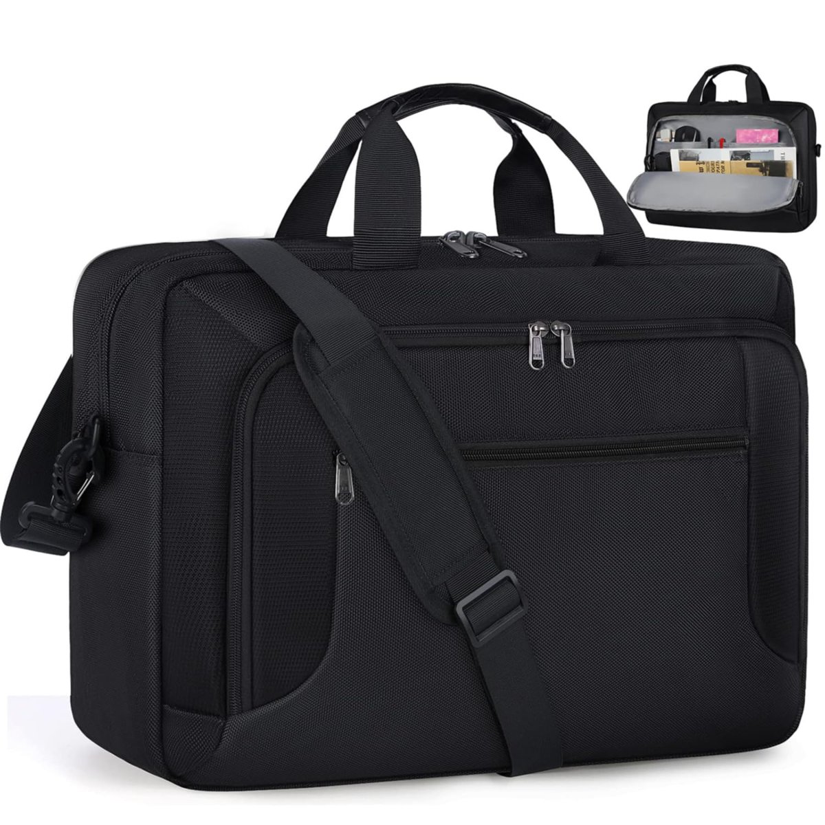 Dakuly Laptop Çantası 17,3 inç Laptop Evrak Çantası Büyük Su Geçirmez Laptop Çantası Erkekler Kadınlar için İş Ofis İş Bilgisayar Çantası 17 İnç Ayarlanabilir Omuz Messenger Çanta, Siyah