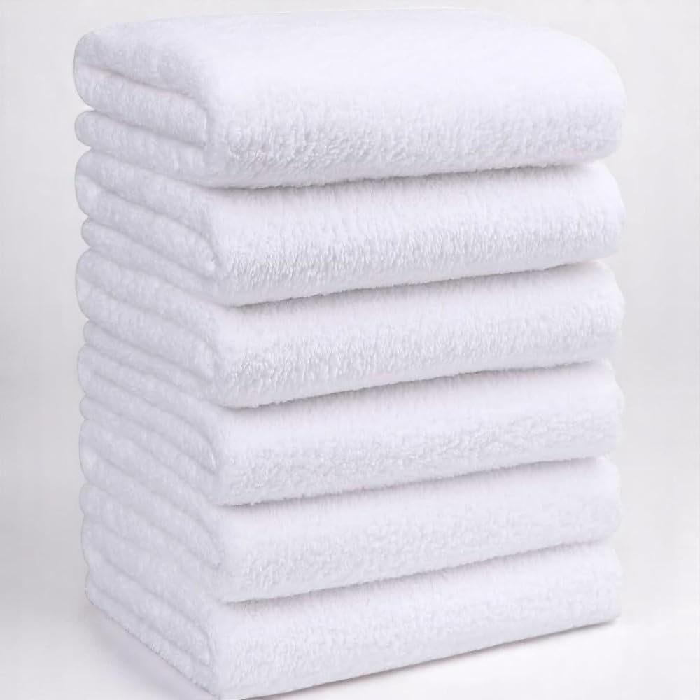 6'lı Beyaz Banyo Havlusu - 70x140 Cm, 490 Gr,%100pamuk, Spa Ve Otel Havlusu, Günlük Kullanıma Uygun