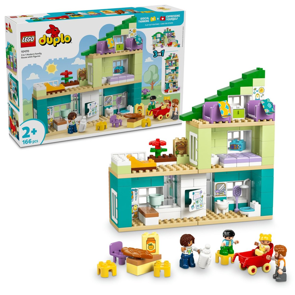 LEGO DUPLO Kasabası 3’ü 1 Arada Figürlü Modern Aile Evi 10470-2 Yaş ve Üzeri Çocuklar için Biberon v