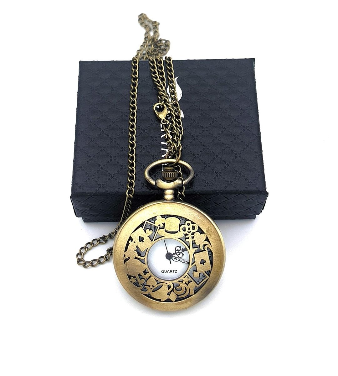 Valkyrie Alice Harikalar Diyarı Temalı Vintage Bronz Cep Saati - Kolye Köstekli Retro Hediye