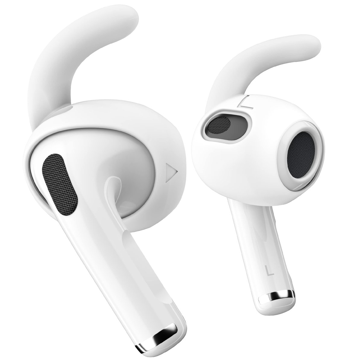 Keybudz EarBuddyz Apple AirPods 3 için silikon kulaklık başlıkları, EarPods kulaklık aksesuarı, kulak kancası, kaymaz, spor, beyaz, orta
